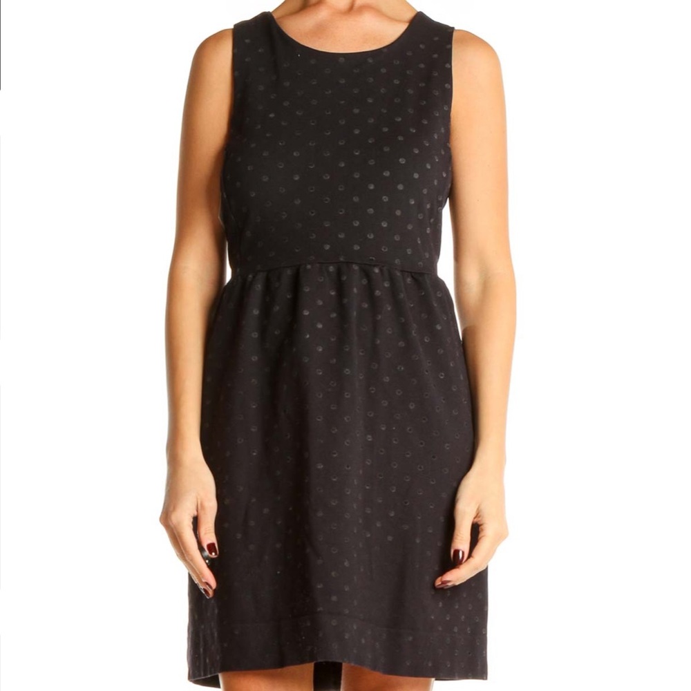 J. Crew Black Polka Dot Fit & Flare Dress XXS Sleeveless Zipper